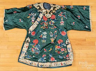 Chinese embroidered silk robe.