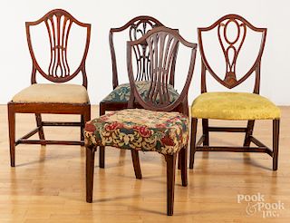 Four Federal shieldback dining chairs