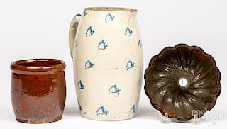 Stoneware pitcher, etc.