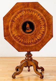 Continental marquetry and parquetry tilt top table