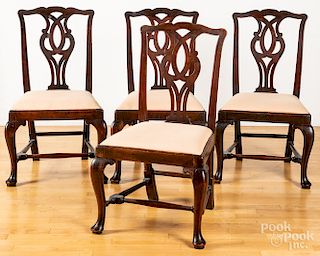 Set of four George II mahogany dining chairs