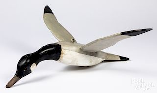 Carved and painted flying goose decoy
