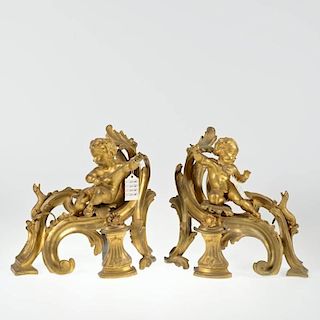 Nice pair Louis XV gilt bronze chenets
