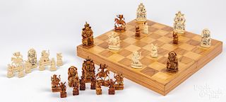 Chinese carved ivory chess set