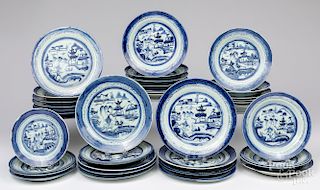 Forty Chinese export Canton plates and bowls