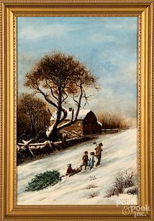 Oil on canvas winter landscape