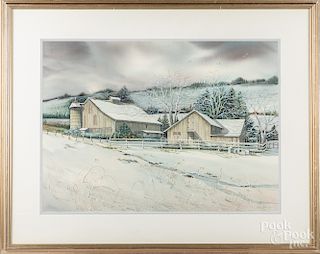 Pearl Slobodian, watercolor winter landscape