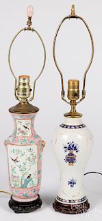 Two Chinese export porcelain table lamps
