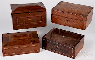 Four inlaid dresser boxes