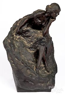 Bronze seated female