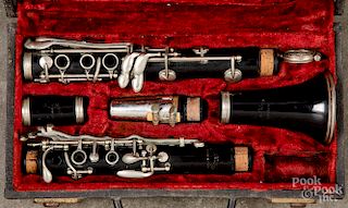 Two cased French clarinets
