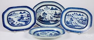 Four Chinese export porcelain Canton platters