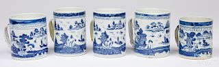 Five Chinese export porcelain Canton mugs