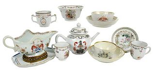 Eleven Armorial Chinese Export Porcelain Items