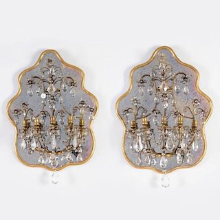 Louis XV style bronze and rock crystal wall sconces