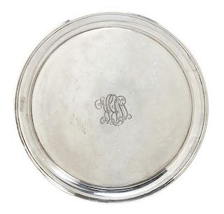An American Silver Tray, Stieff, Diameter 16 inches.