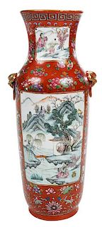 Chinese Enameled Iron Red Vase