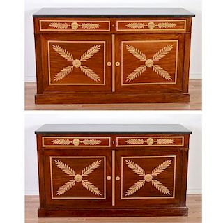 Pair Empire style bronze mounted mahogany cabinets