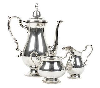 An American Silver Tea Service, M. Fred Hirsch Co., Inc., Height of tallest 10 inches.