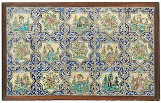 Persian Qajar Hand Painted Tile Set