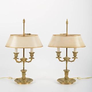 Nice pair Louis Philippe bronze bouillotte lamps