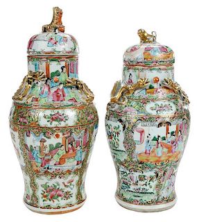 Near Pair Chinese 19th Century Dragon Jars
