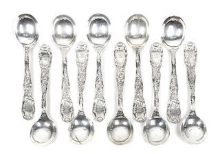 A Set of Ten American Silver Spoons, Tiffany &Co., Length 7 7/8 inches.