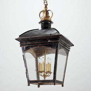 Massive French tole peinte lantern chandelier