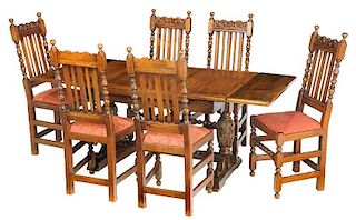 Jacobean Style Carved Oak Dining Suite
