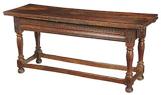 Baroque Carved Walnut Draw-Leaf Library Table