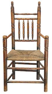 Early American Turned Maple Great Chair