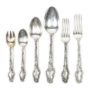 An American Partial Silver Flatware Set, J.E. Caldwell and Co.,