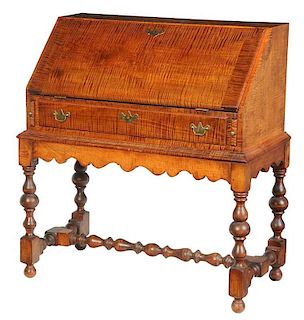 William and Mary Style Tiger Maple Desk
