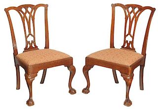 Pair Pennsylvania Chippendale Mahogany Chairs
