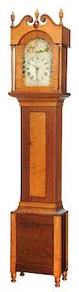 Federal Tiger Maple and Walnut Tall Case Clock