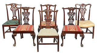 Assembled Set Six Chippendale Dining Chairs