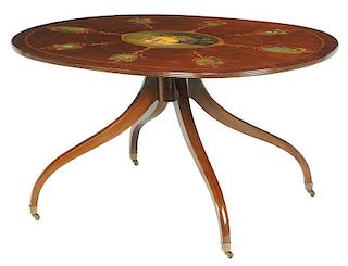 Regency Style Paint-Decorated Pedestal Table