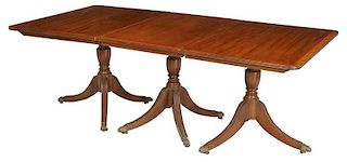 Regency Style Mahogany Three-Pedestal Table