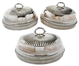 Three Old Sheffield Plate Entree Covers