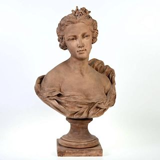 Sevres French tinted terra-cotta bust of a lady