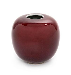 * A Copper Red Glazed Porcelain Jar Height 3 inches.
