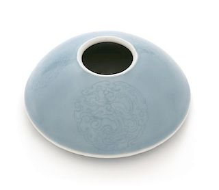 A Claire-de-Lune Glazed Porcelain Water Coupe Diameter 4 3/4 inches.