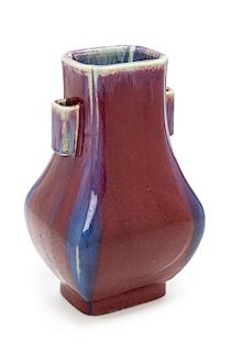 * A Flambe Glazed Porcelain Vase, Hu Height 12 inches.