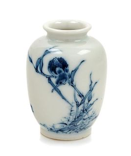 A Blue and White Porcelain Vase Height 3 3/4 inches.