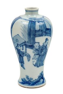 A Blue and White Porcelain Plum Vase, Meiping Height 7 inches.