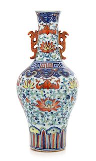 A Doucai Porcelain Bottle Vase Height 9 inches.