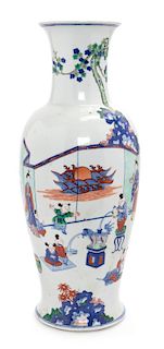 A Wucai and Underglaze Blue Porcelain Vase Height 18 inches.