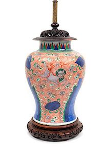 * A Wucai Porcelain Jar Height of jar 14 1/ 2 inches.