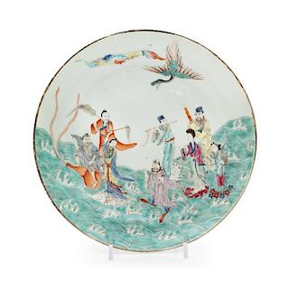 A Famille Verte 'Eight Immortals' Porcelain Plate Diameter 7 7/8 inches.