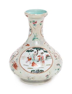 * A Famille Rose Porcelain Vase, Biqiping Height 8 inches.